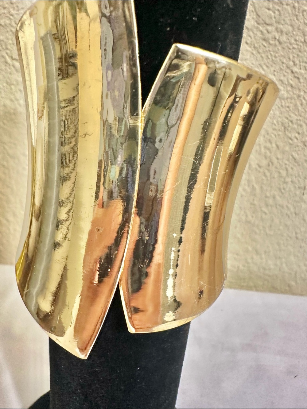 Vintage 3.25” Tall Gold Cuff Bracelet - (Minor Wear) - Great for Repurposing